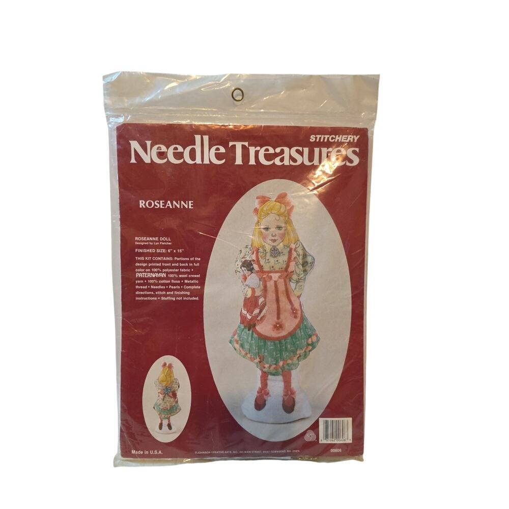 Needle Treasures Crewel Roseanne doll kit 6x15 Sealed Lyn Fletcher